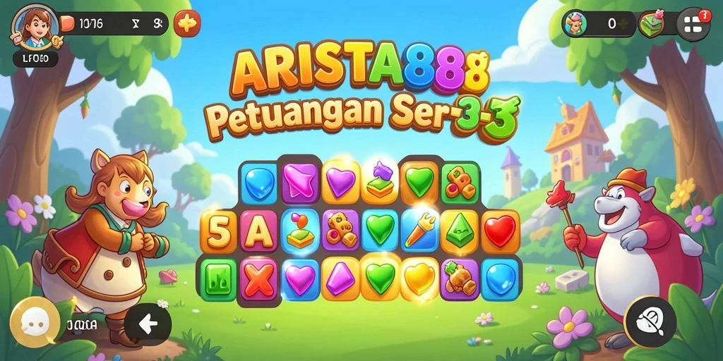 Tampilan gameplay Match-3 ARISTA88 yang menantang dan seru.