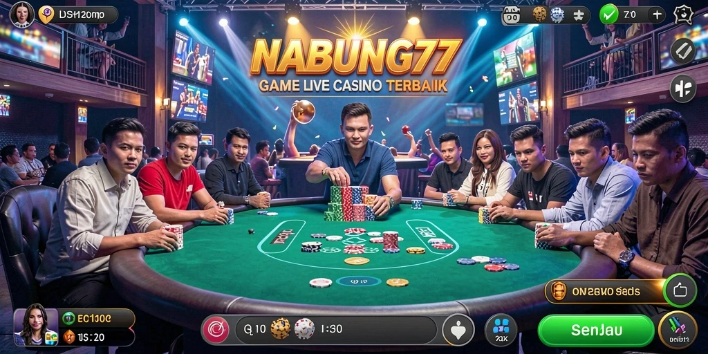 Screenshot gameplay Live Casino NABUNG77 dengan dealer langsung yang profesional.