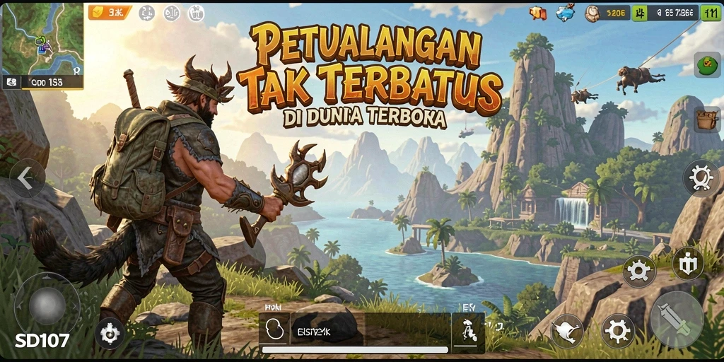 Screenshot menampilkan gameplay menarik dunia terbuka SD107.