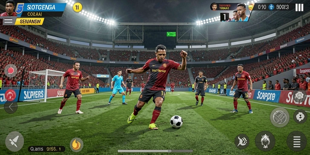 Tampilan gameplay mendebarkan di <strong>SUPER5</strong> saat pemain bersaing di lapangan.