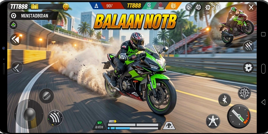 Gameplay balapan motor yang mendebarkan di TTT888.
