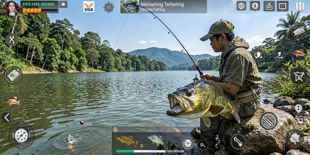 Gameplay <strong>VISA89</strong> yang mendebarkan saat memancing dengan berbagai jenis ikan.
